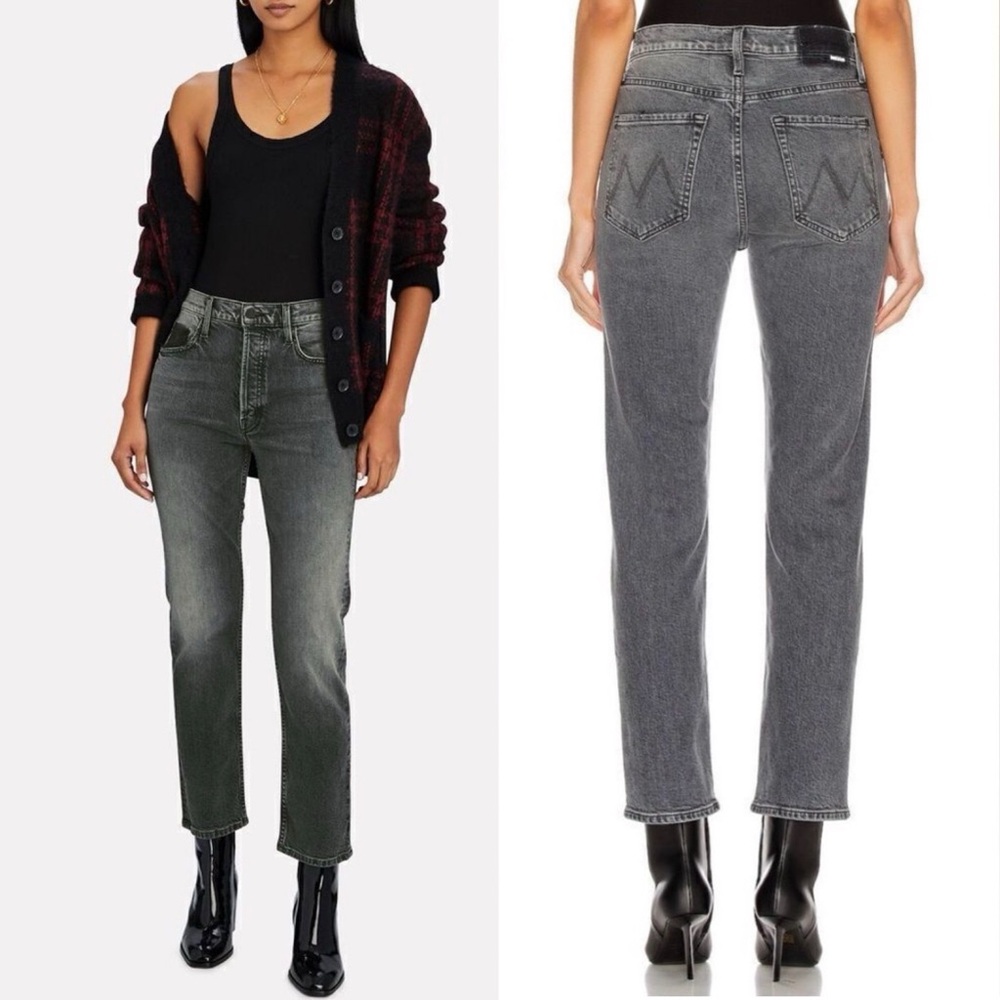 MOTHER SUPERIOR Jeans Tomcat Ankle Straight Leg Cropped Gray Black Size 24